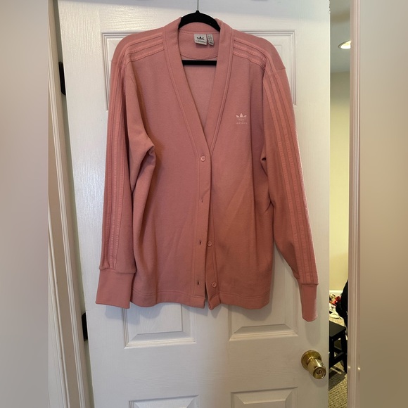 ADIDAS ORIGINALS SOFT LOOSE CARDIGAN SWEATER WONDER MAUVE KIMONO WINTER EASE - Picture 7 of 7